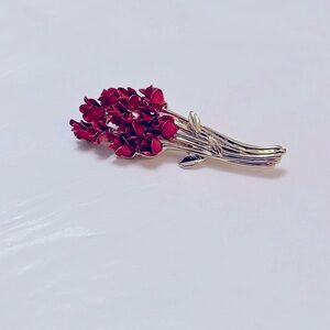 Avon Danbury Mint Red Floral Brooch